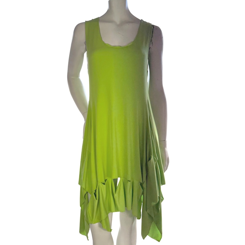 Simpłe Lime Green Handkerchief Hem Dress Fairycore Pixiecore Medium